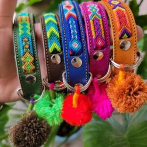 Medium Mexican Pet Collar - Leather Dog Collar, Boho